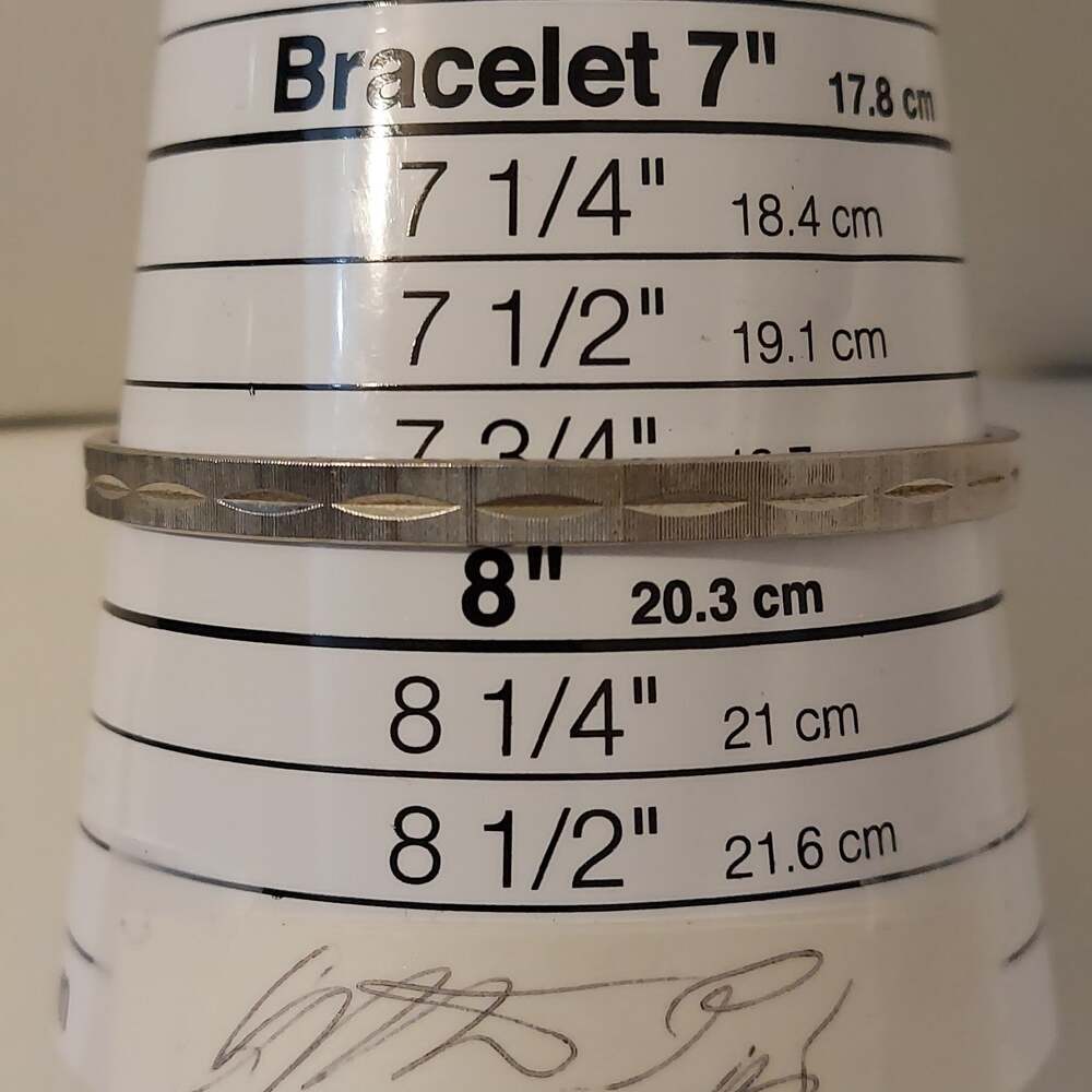 Monet Silver Tone Etch Design Bangle 7 3/4" Bracelet